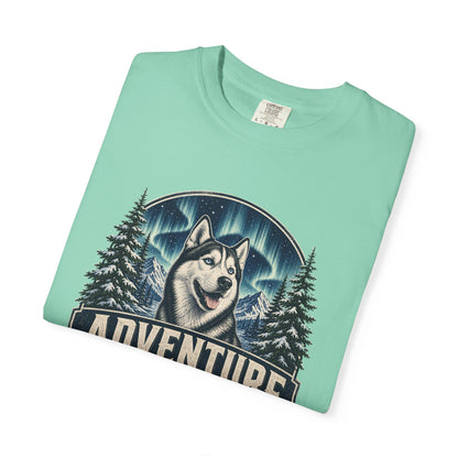 Adventure Has a Husky T-shirt | Husky Dog Graphic, Northern Lights, Outdoors