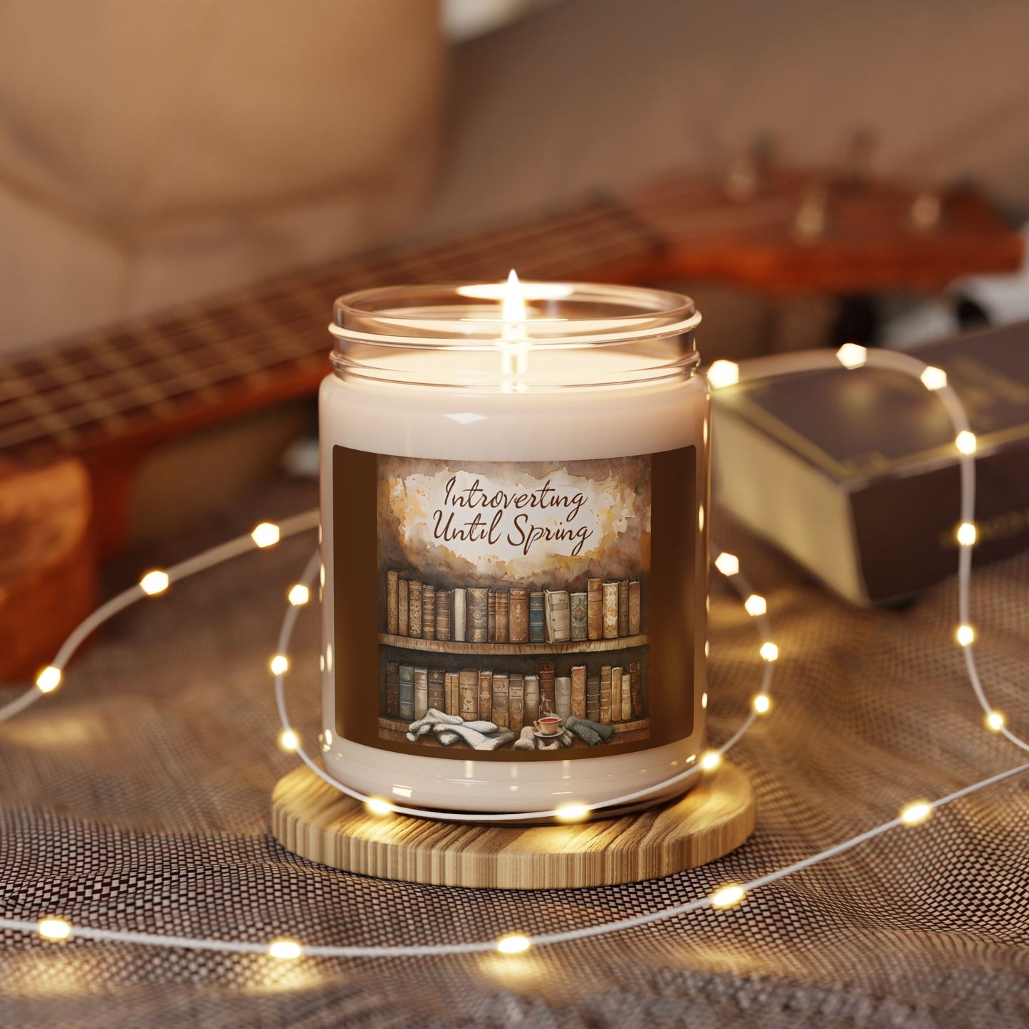 Cozy Book Lovers' Candle, Introverting Until Spring, Scented Soy Candle, Literary Gift, Home Decor, Relaxing Aromatherapy, Fall Decor