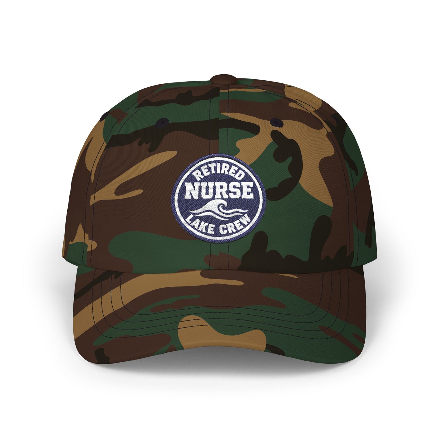 Retired Nurse Lake Crew Dad Cap | Embroidered Patch Adjustable Hat