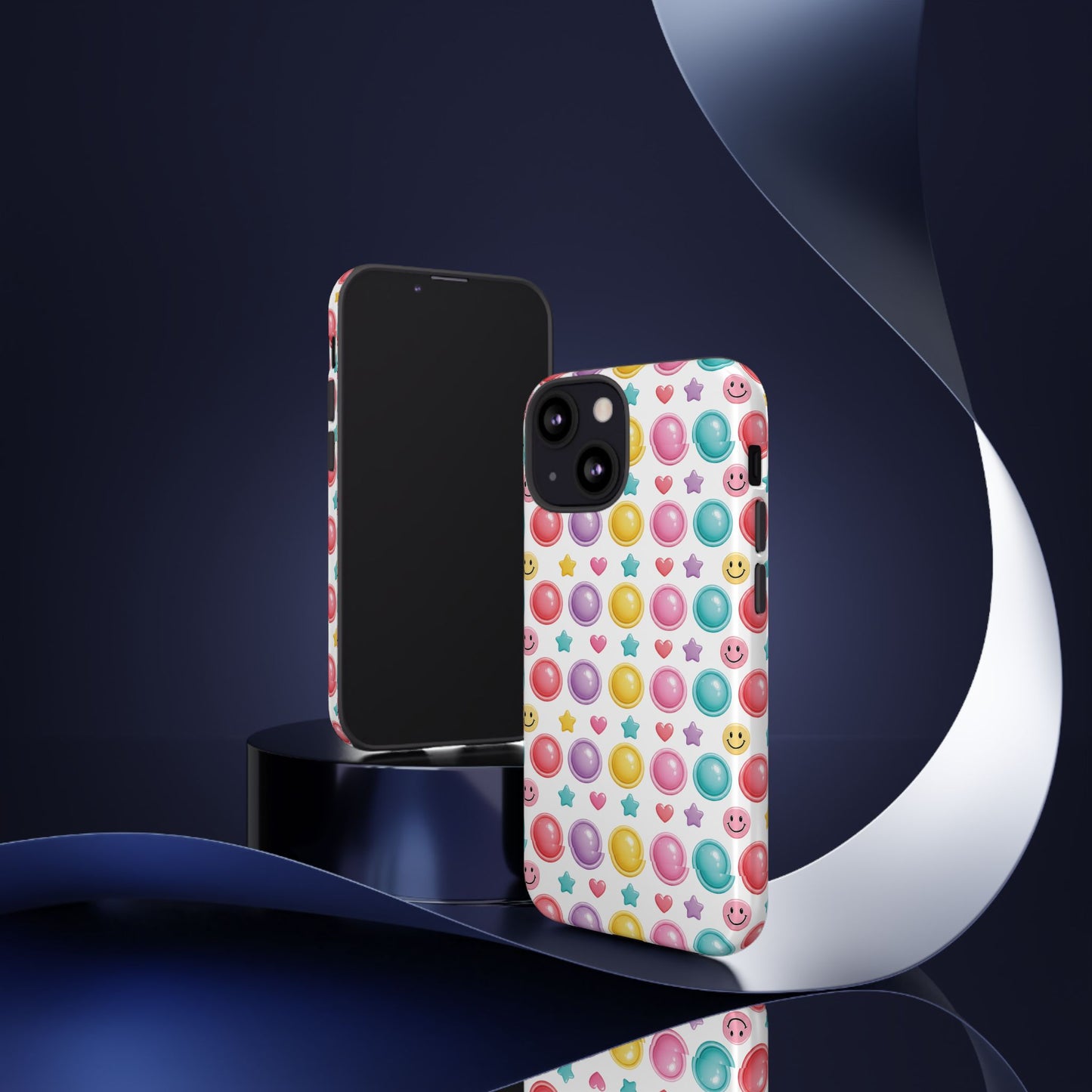 Bubble Pop Pattern Phone Case | Colorful Smileys & Stars Tough Case
