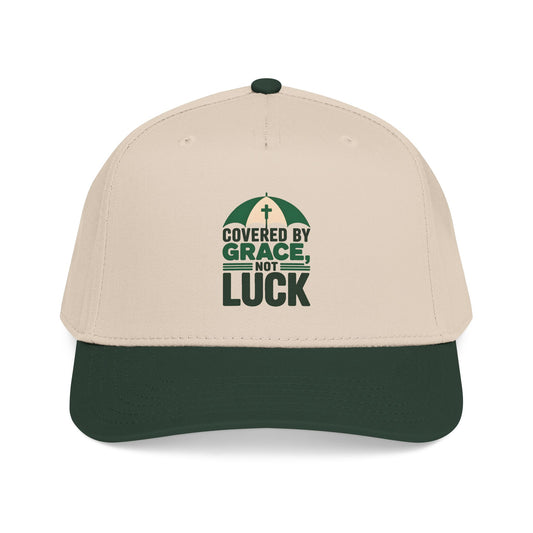 Covered by Grace Not Luck baseball cap | Christian faith hat