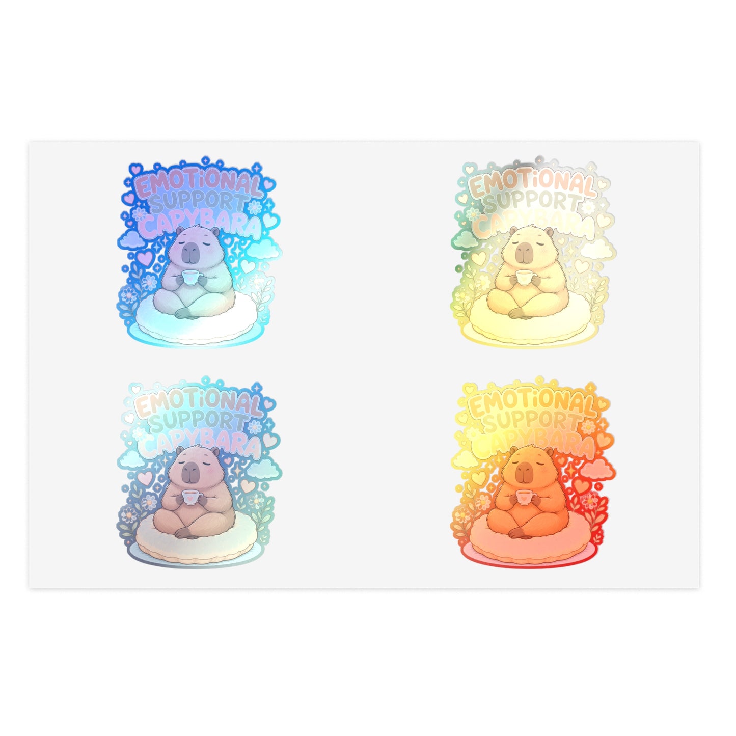 Emotional Support Capybara Sticker Sheet | 4 Cute Capybara Stickers