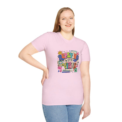 Replying With Vibes T-Shirt | Retro Colorful Typography, 90s Aesthetic