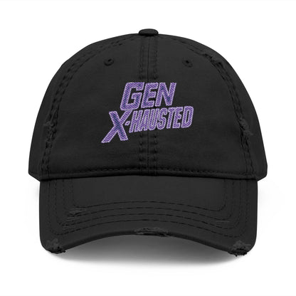 Embroidered Hat, Gen X-Hausted Distressed Dad Cap, Funny Gift for Gen X, Vintage Gen X Apparel, Retro Gen X Accessories, Embroidery Baseball