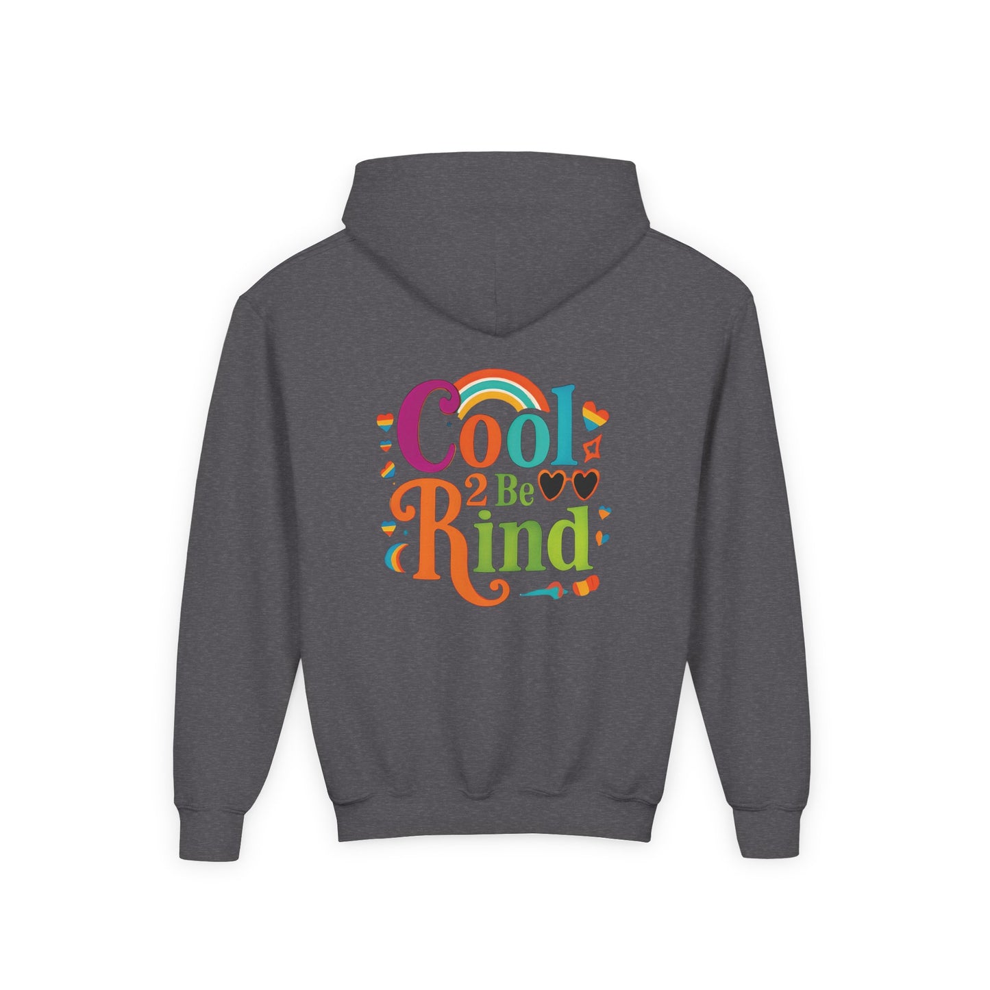 Cool 2 Be Kind Hoodie | Youth Hooded Sweatshirt, Colorful Rainbow Kindness Design
