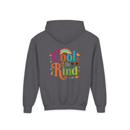 Cool 2 Be Kind Hoodie | Youth Hooded Sweatshirt, Colorful Rainbow Kindness Design