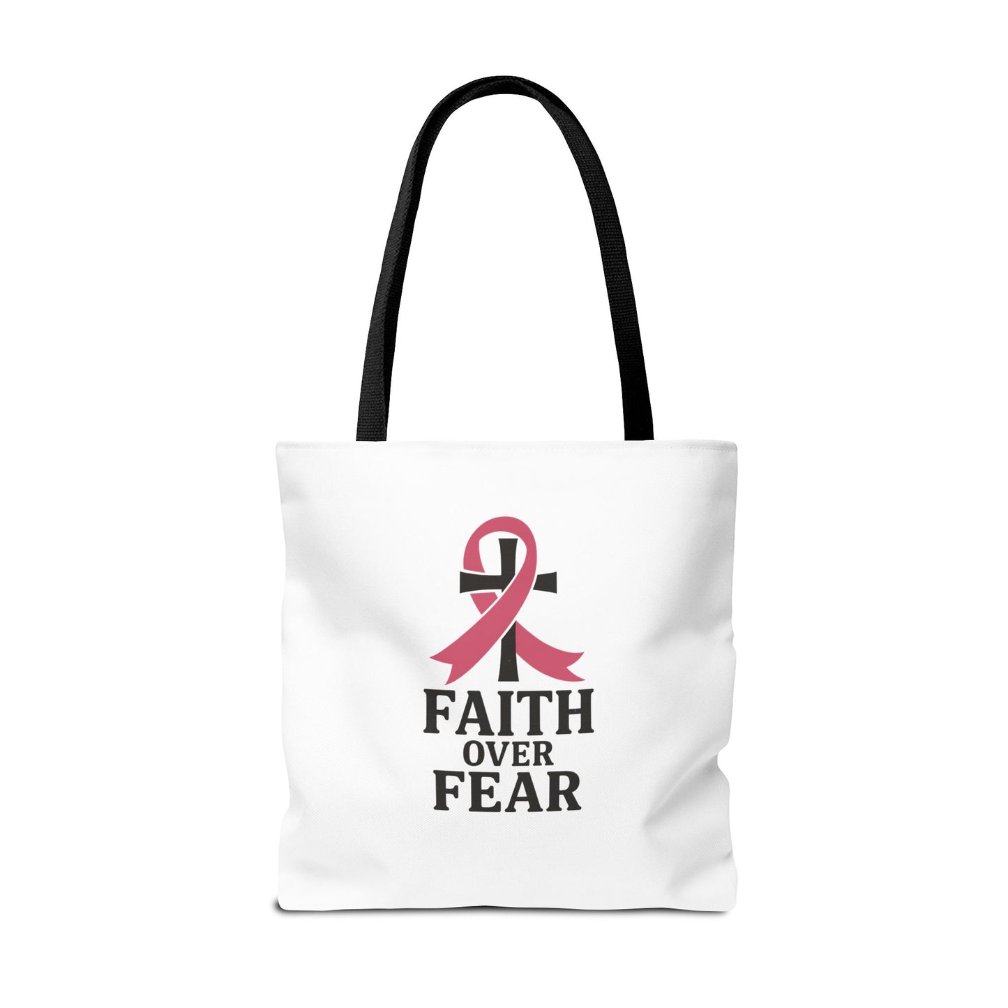 Faith Over Fear Tote Bag, Inspirational Gift for Cancer Awareness, Motivational Tote, Breast Cancer Support, Daily Use Bag