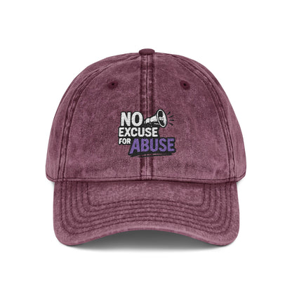 Vintage Embroidered Cap with Anti-Abuse Message - Casual Hat for Awareness, Support Events, Fundraisers, Gifts, Summer Days