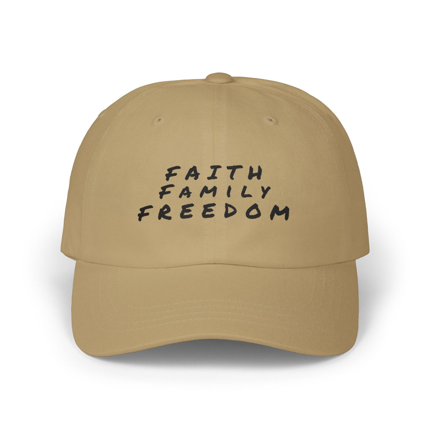 Classic Dad Cap - Faith Family Freedom Hat, Patriotic Baseball Cap, Religious Embroidered Cap, Vintage Dad Hat, American Pride Headwear