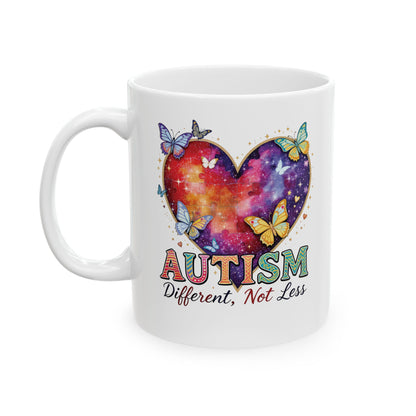 Autism Awareness Different Not Less Heart Mug