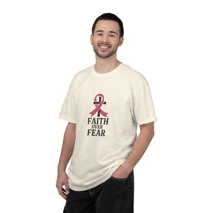 Faith Over Fear T-shirt, Unisex Inspirational Tee, Garment-Dyed Comfort, Cancer Awareness, Everyday Casual Wear, Gift for Loved Ones