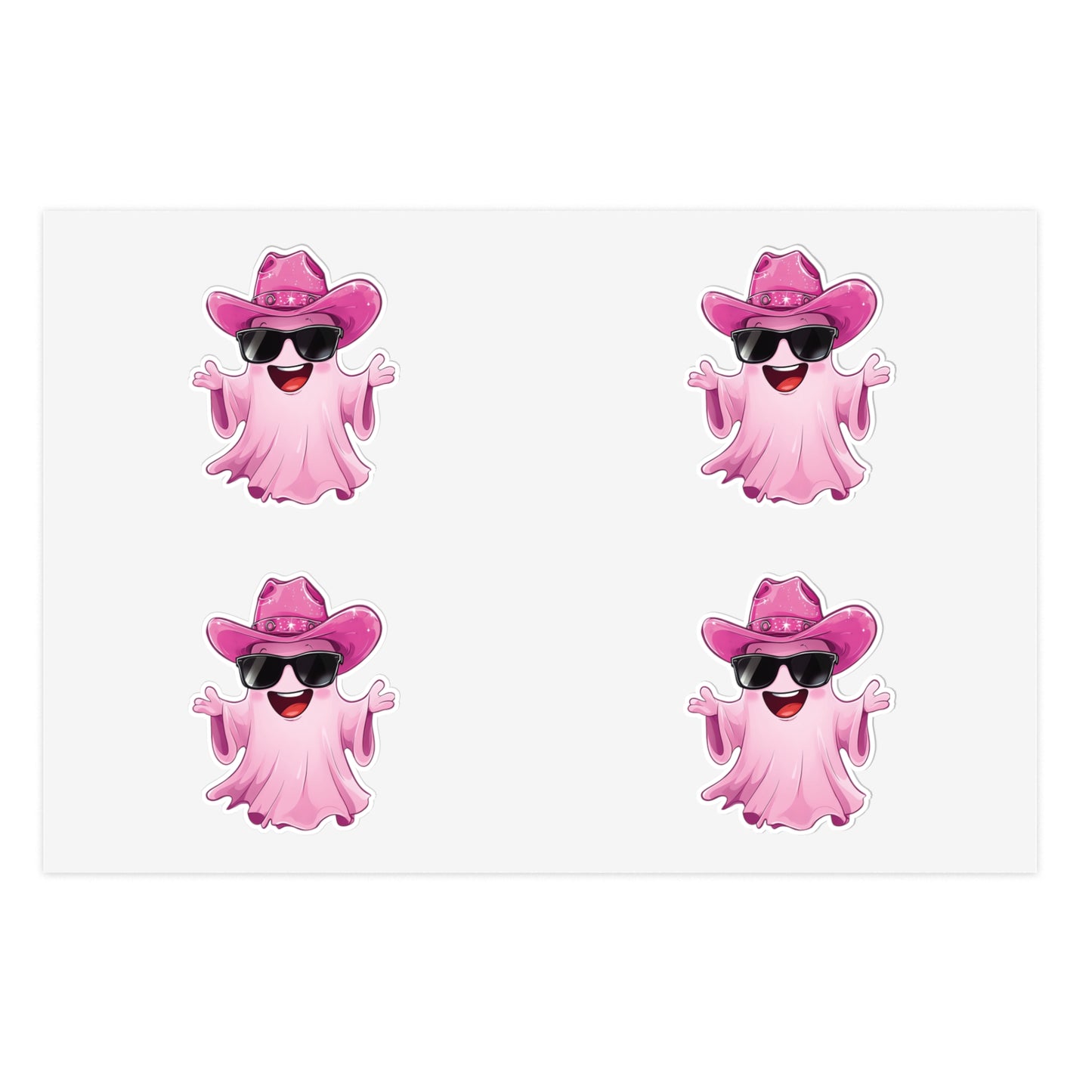 Pink Cowgirl Ghost Sticker Sheets - Funny Western Cowgirl Design, Decorative Vinyl Stickers, Laptop Decals, Planner Accessories, Scrapbook