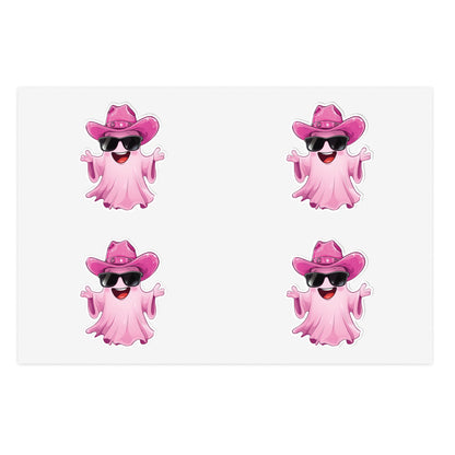Pink Cowgirl Ghost Sticker Sheets - Funny Western Cowgirl Design, Decorative Vinyl Stickers, Laptop Decals, Planner Accessories, Scrapbook