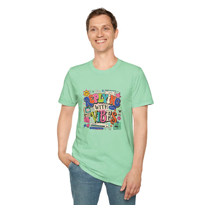 Replying With Vibes T-Shirt | Retro Colorful Typography, 90s Aesthetic