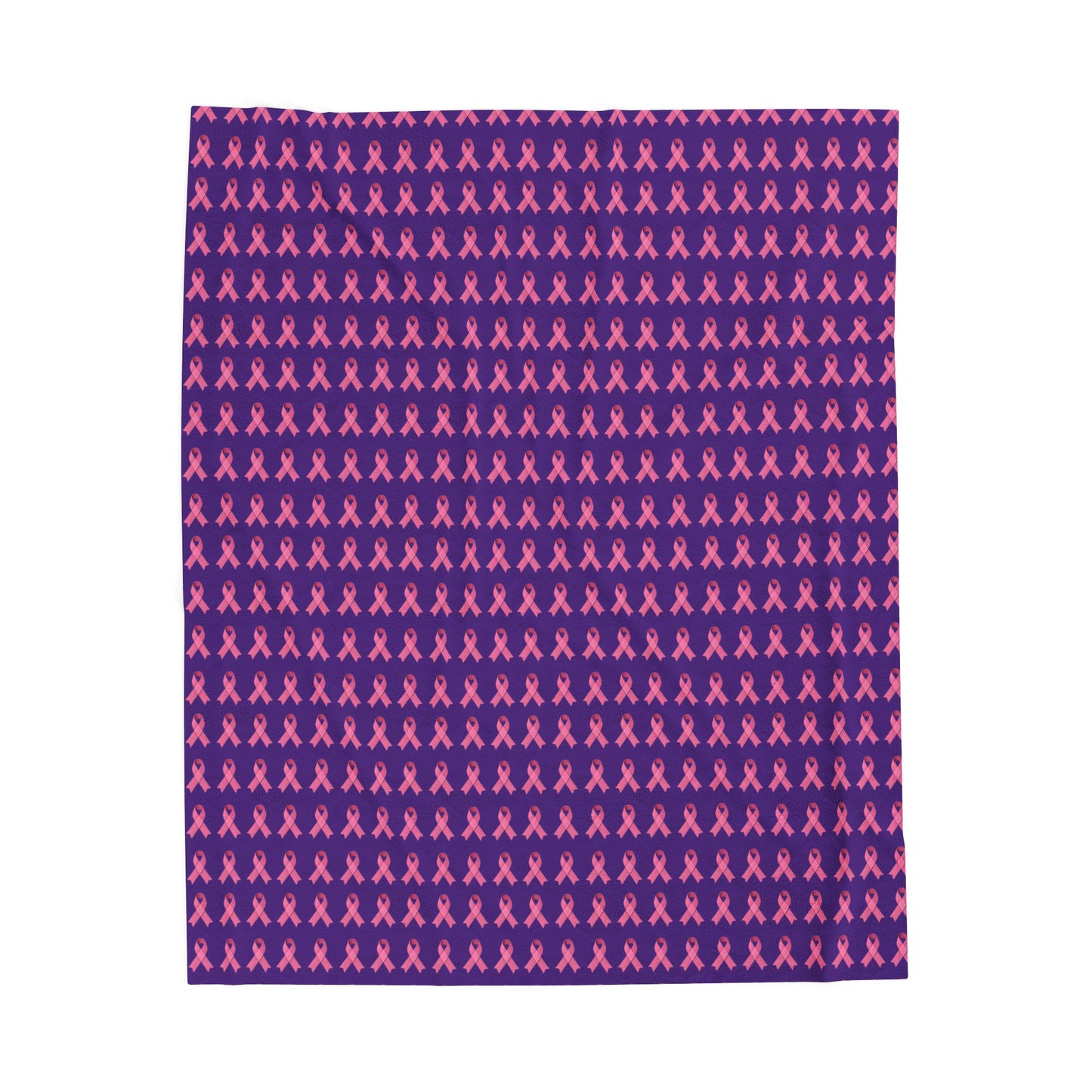 Soft Pink Ribbon Velveteen Blanket | Cozy Plush Throw for Breast Cancer Awareness, Comfort, Gift for Her, Home Decor, Cozy Snuggle, Purple