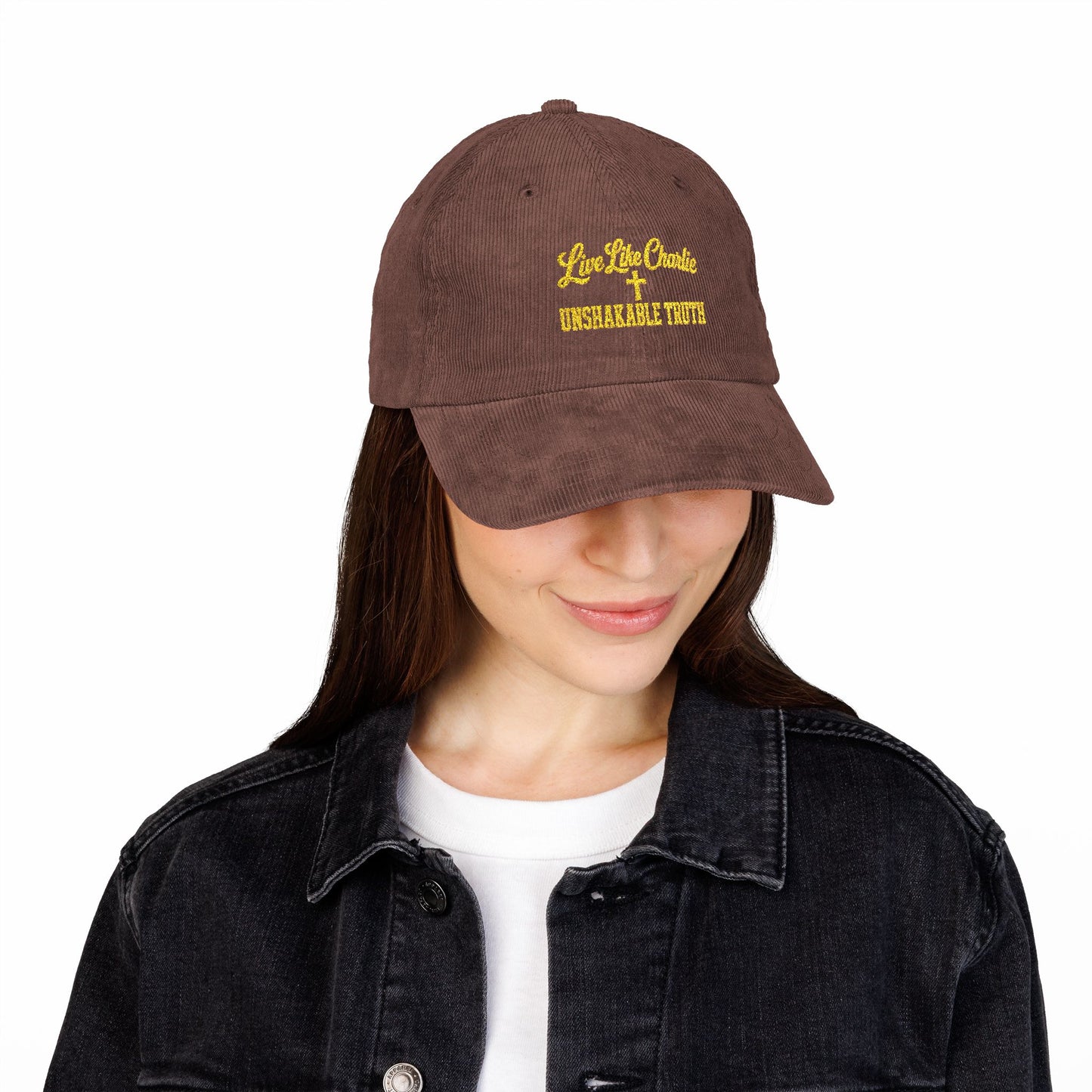 Live Like Charlie Unshakable Truth embroidered Corduroy Cap