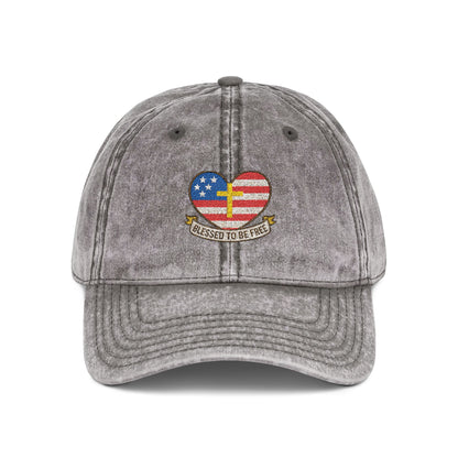 Embroidered Cap Blessed to Be Free - Vintage Freedom Hat, Retro Baseball Cap, Distressed Dad Cap for Men and Women, Adjustable Unisex Hat,