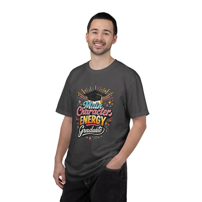 Main Character Energy Graduate T-Shirt | Graduation Cap Typography Tee