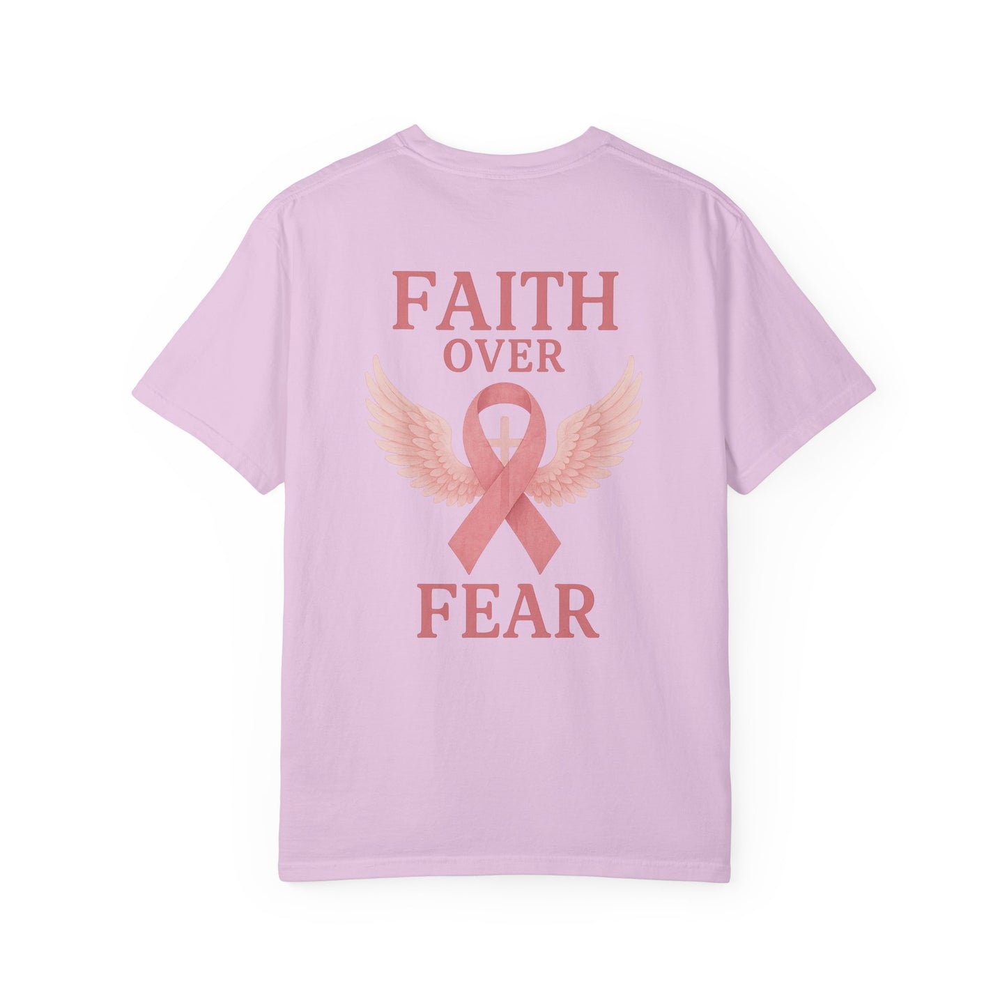 Faith Over Fear Angel Wings T-shirt, Breast Cancer Awareness Tee, Unisex Shirt, Religious Gift, Inspirational Clothing