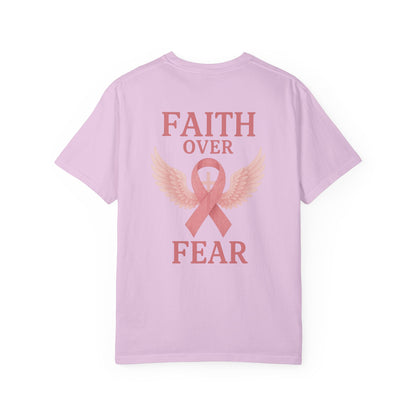 Faith Over Fear Angel Wings T-shirt, Breast Cancer Awareness Tee, Unisex Shirt, Religious Gift, Inspirational Clothing