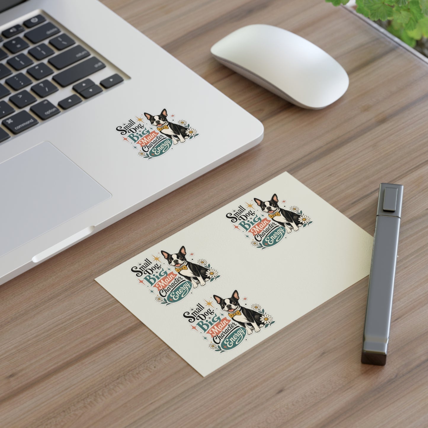 Small Dog Big Main Character Energy Sticker Sheet | Boston Terrier Sticker Set