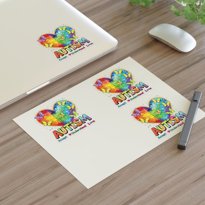 Autism Puzzle Heart Sticker Sheet | Accept Understand Love, Rainbow Awareness