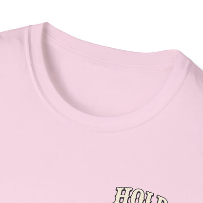 Hold Your Horses Honey T-Shirt | Retro Western Script, Chest & Back Graphic