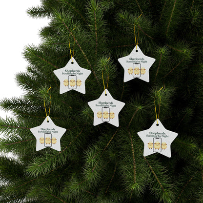 Ceramic Ornaments, Shepherds Scrolling by Night, Christmas Tree Decoration, Holiday Gift, Religious Ornament, Nativity Scene Decor, 2-Side