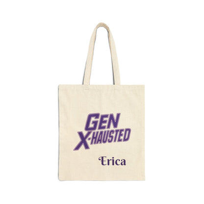Gen X-Hausted Cotton Canvas Tote Bag, Funny Forgotten Gen X Humor, Reusable Shopping Bag, Eco-Friendly Grocery Tote, Gift for Gen X-er,