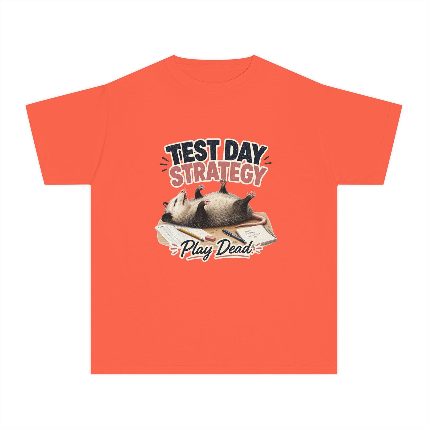 Test Day Strategy Play Dead Youth Tee | Possum Illustration, Back-to-School
