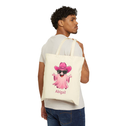 Playful Custom Tote Bag - Fun Pink Ghost Design, Cute Gift for Kids, Shopping, Beach, or Everyday Use