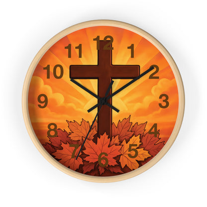 Faith-Inspired Autumn Wall Clock | Rustic Home Decor, Inspirational Gift, Christian Decor, Fall Decor, Cross Design