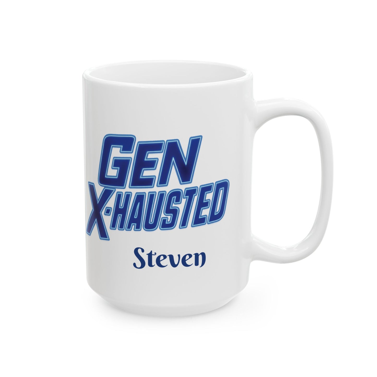 Gen X-Hausted Ceramic Mug, Personalized Funny Coffee Cup for Generation X, Birthday Gift, Office Humor, Sarcastic Quote, Work from Home Mug