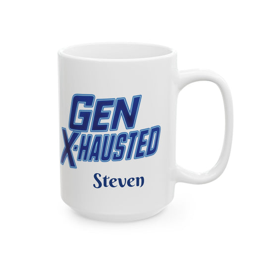Gen X-Hausted Ceramic Mug, Personalized Funny Coffee Cup for Generation X, Birthday Gift, Office Humor, Sarcastic Quote, Work from Home Mug