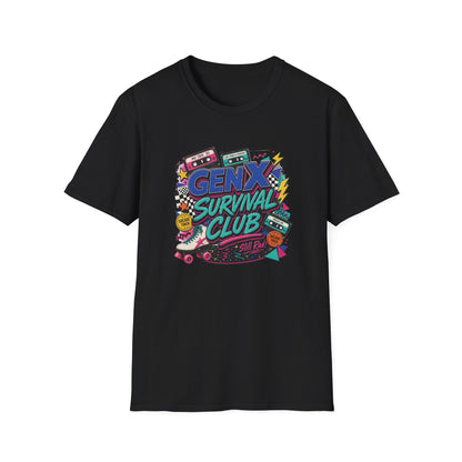 Gen X Survival Club T-Shirt | 80s Retro Cassette Graphic