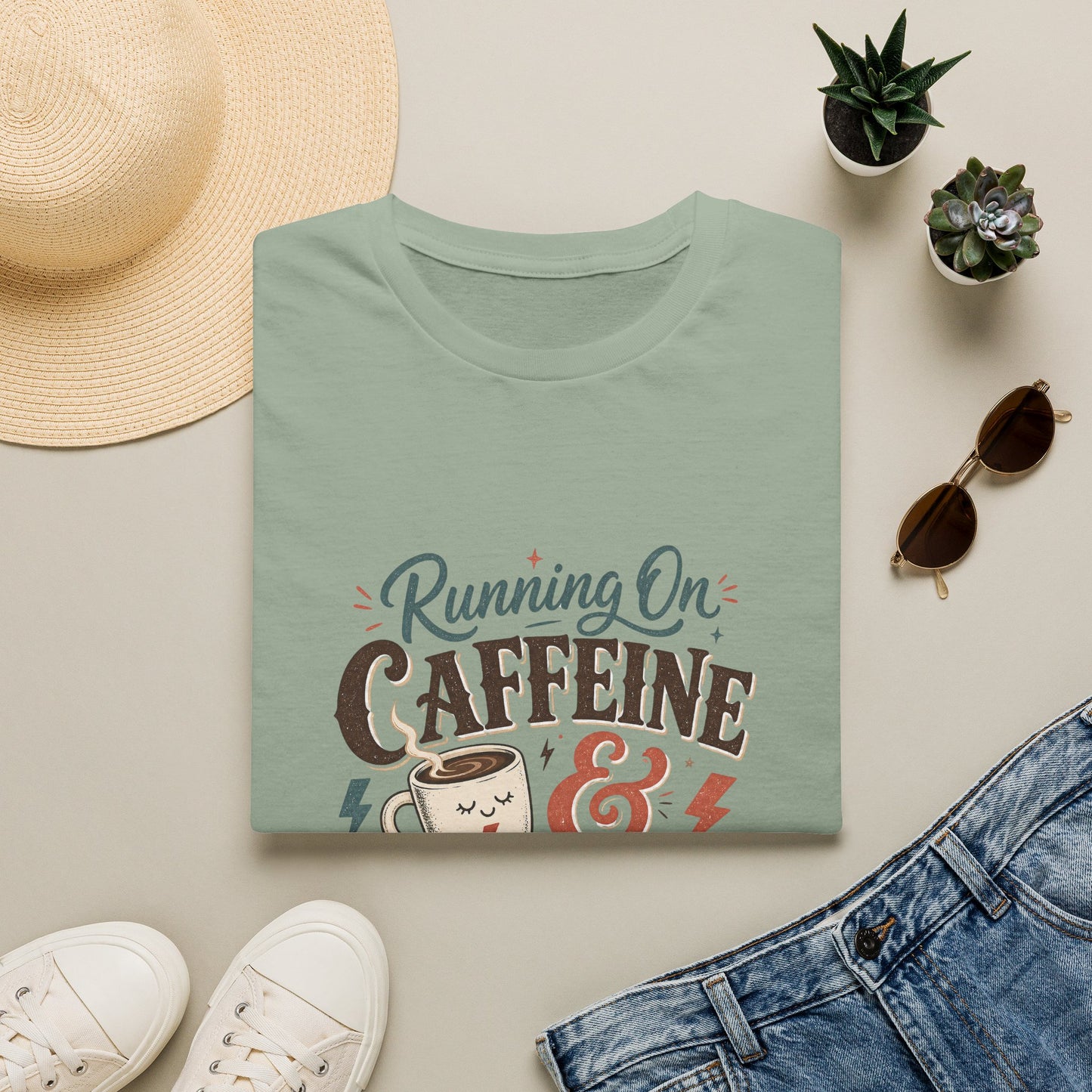 Running On Caffeine & Avoidance T-Shirt | Funny Coffee Quote Tee