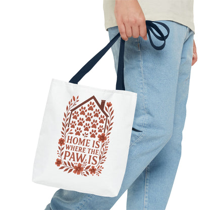 Home is Where the Paw Is Tote Bag | Pet Lover Gift, Floral Design, Animal Lover Accessory, Eco-Friendly Shopping Bag, Dog Mom Tote
