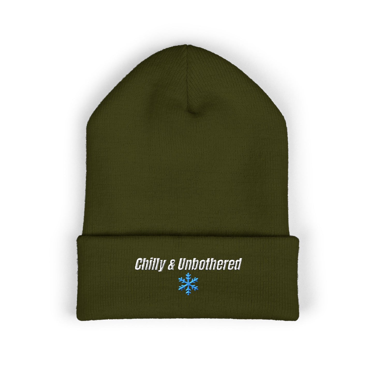 Chilly & Unbothered Beanie | Embroidered Snowflake Cuff Beanie