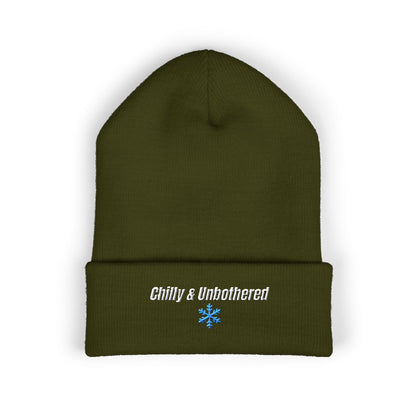 Chilly & Unbothered Beanie | Embroidered Snowflake Cuff Beanie