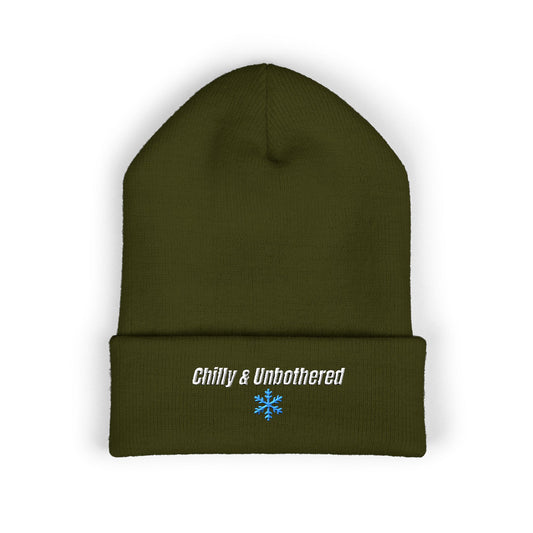 Chilly & Unbothered Beanie | Embroidered Snowflake Cuff Beanie