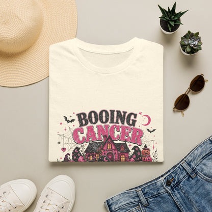 Booing Cancer T-Shirt | Halloween Haunted House, Ghosts, Pink Ribbon Awareness