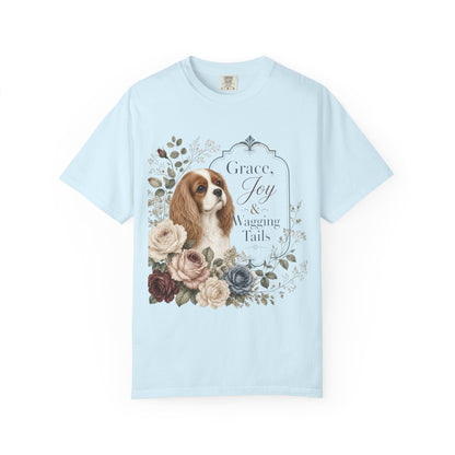 Cavalier King Charles Spaniel floral portrait T-shirt | Grace Joy Wagging Tails
