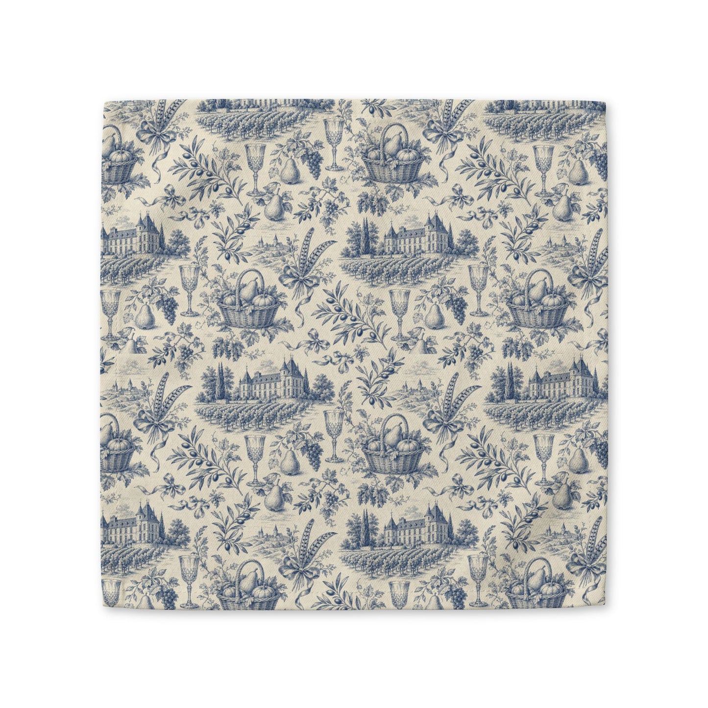 French Harvest Toile Landscape Pattern Cotton Napkin | Table Linen