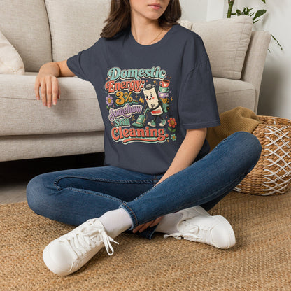 Domestic Energy 3% Somehow Still Cleaning T-Shirt | Cute Cleaning Coffee Can Cartoon