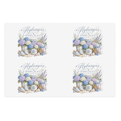 Hydrangeas Happy Place Sticker Sheet | Floral Hydrangea Decorative Stickers