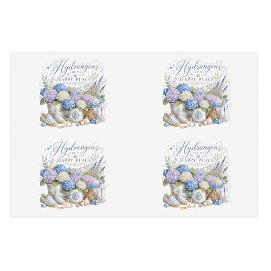 Hydrangeas Happy Place Sticker Sheet | Floral Hydrangea Decorative Stickers