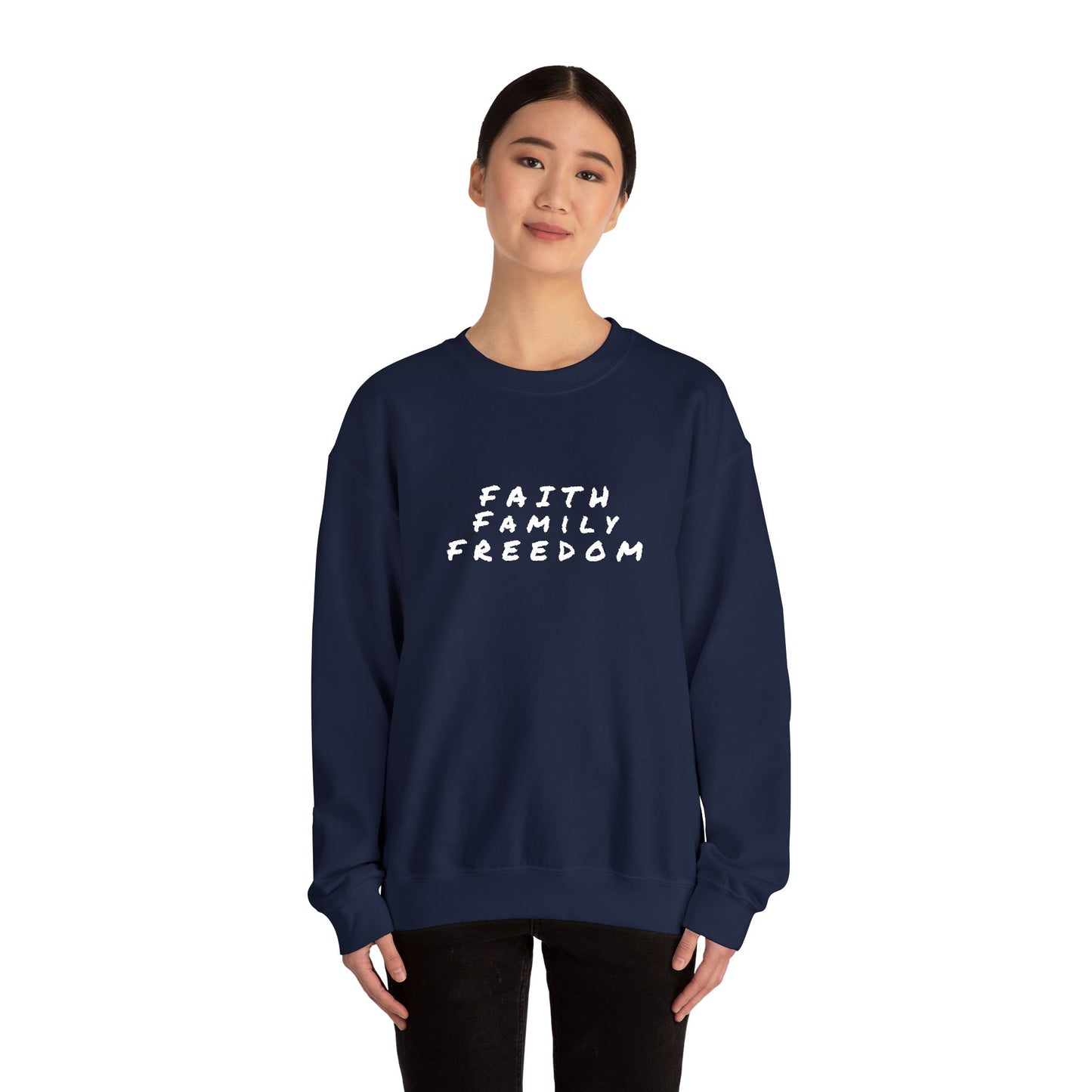 Faith Family Freedom Sweatshirt, Religious Pullover Jumper, Christian Crewneck, Inspirational Sweatshirt, Unisex Religious Shirt, Faith