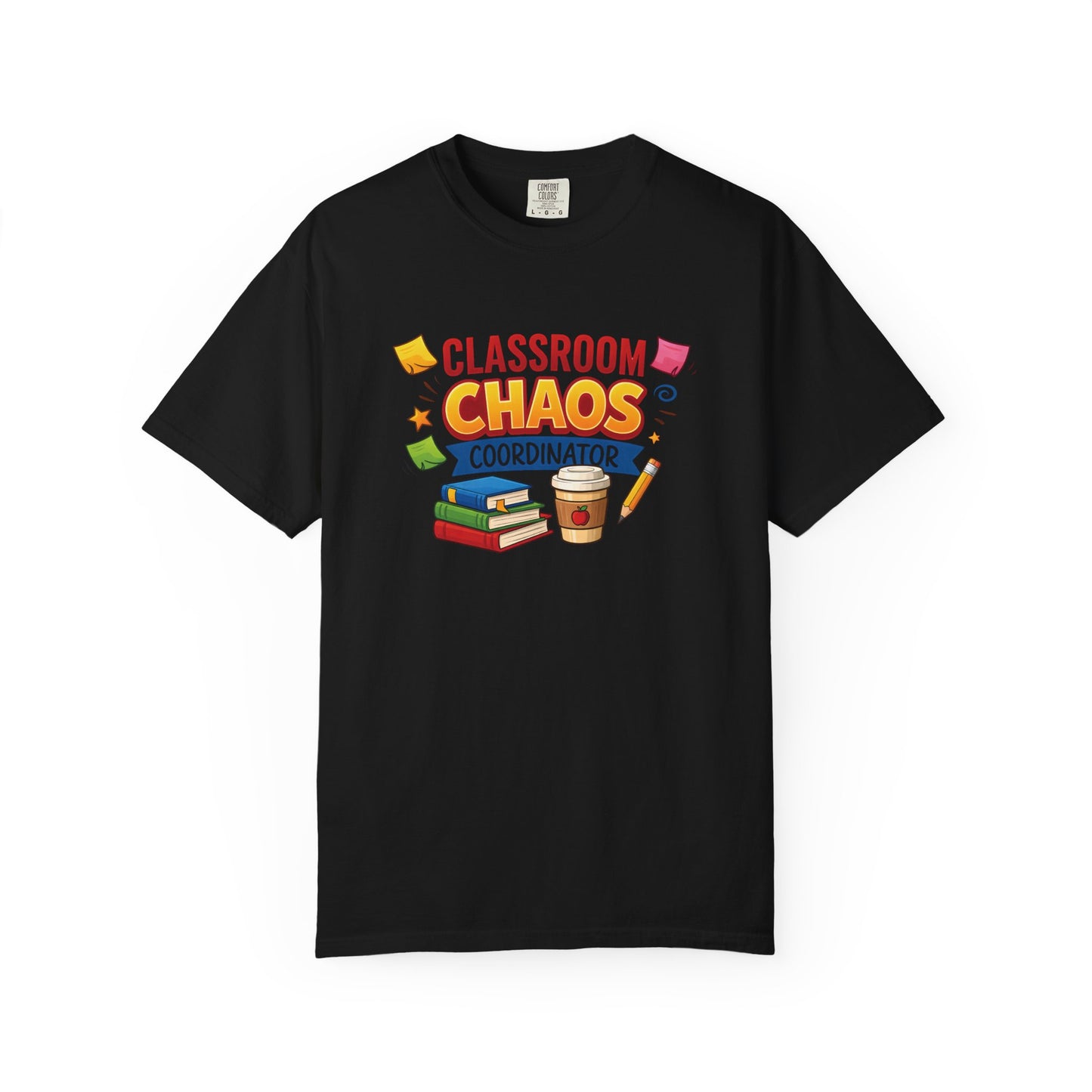 Classroom Chaos Coordinator T-shirt | Teacher Coffee Books Pencil