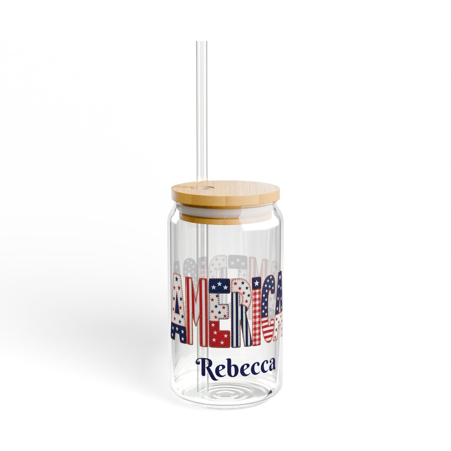 American Flag Lettering Sipper Glass | 16oz