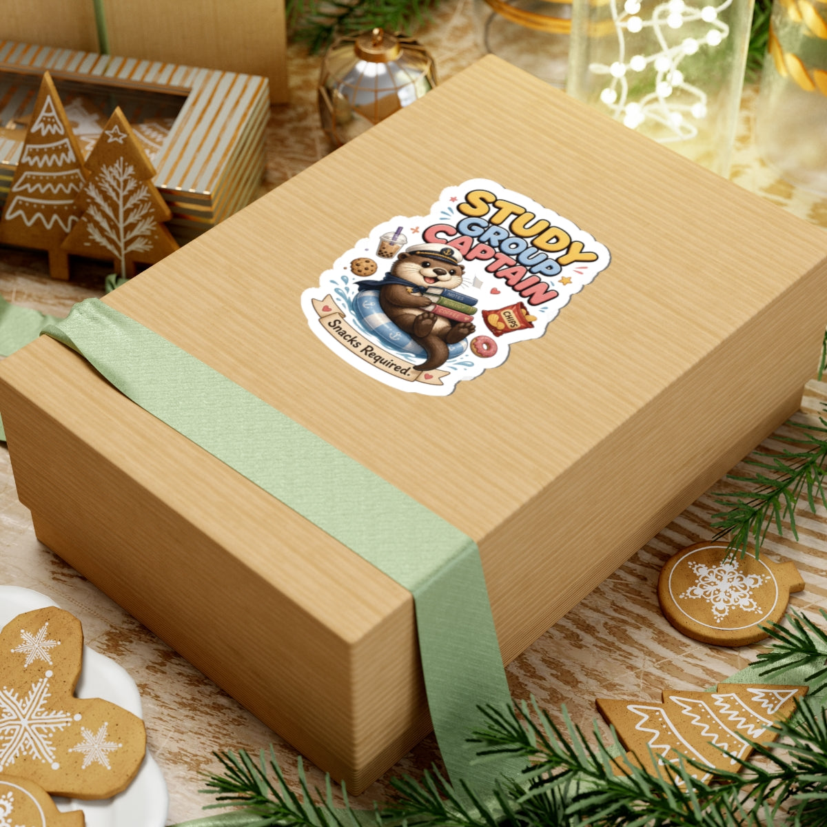 Study Group Captain Sticker | Otter with Snacks Kiss-Cut Sticker